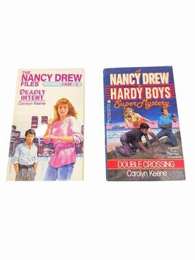 Vintage Nancy Drew & Hardy Boys Book Lot (2) Deadly Intent + Double Crossing